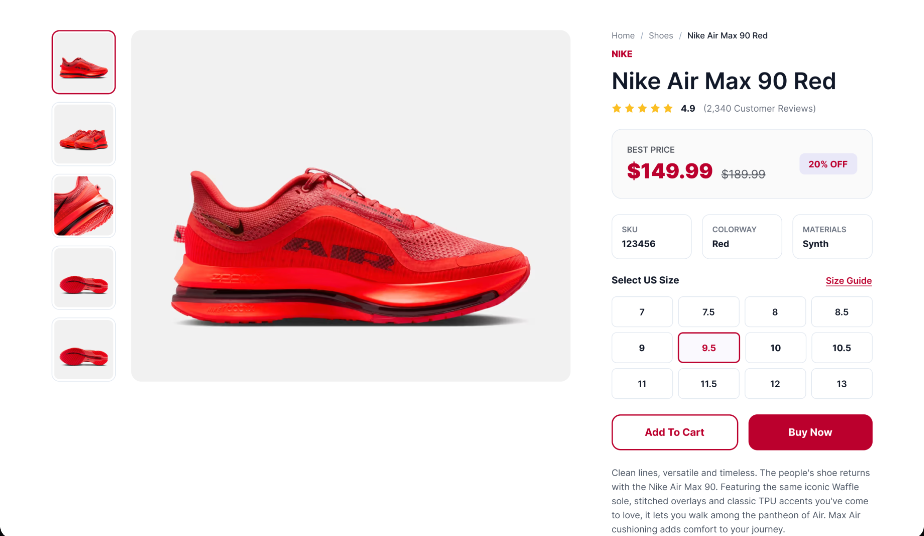 Nike Air Max 90 Red Desktop Browser